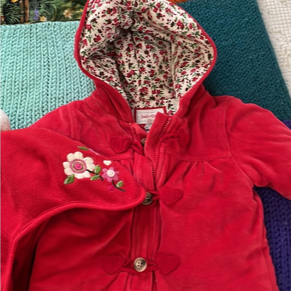 Children’s Gap Newborn Jacket with Hat Flower Lining Super Cute Like New